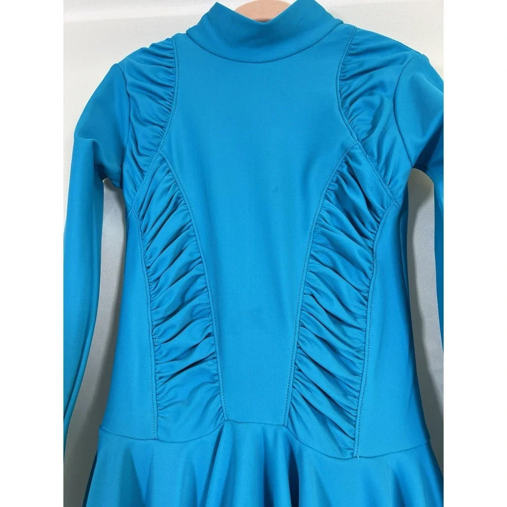 Ballroom Latin Dance Competition Dress for Pre-Teen girls Blue Size 8-10
